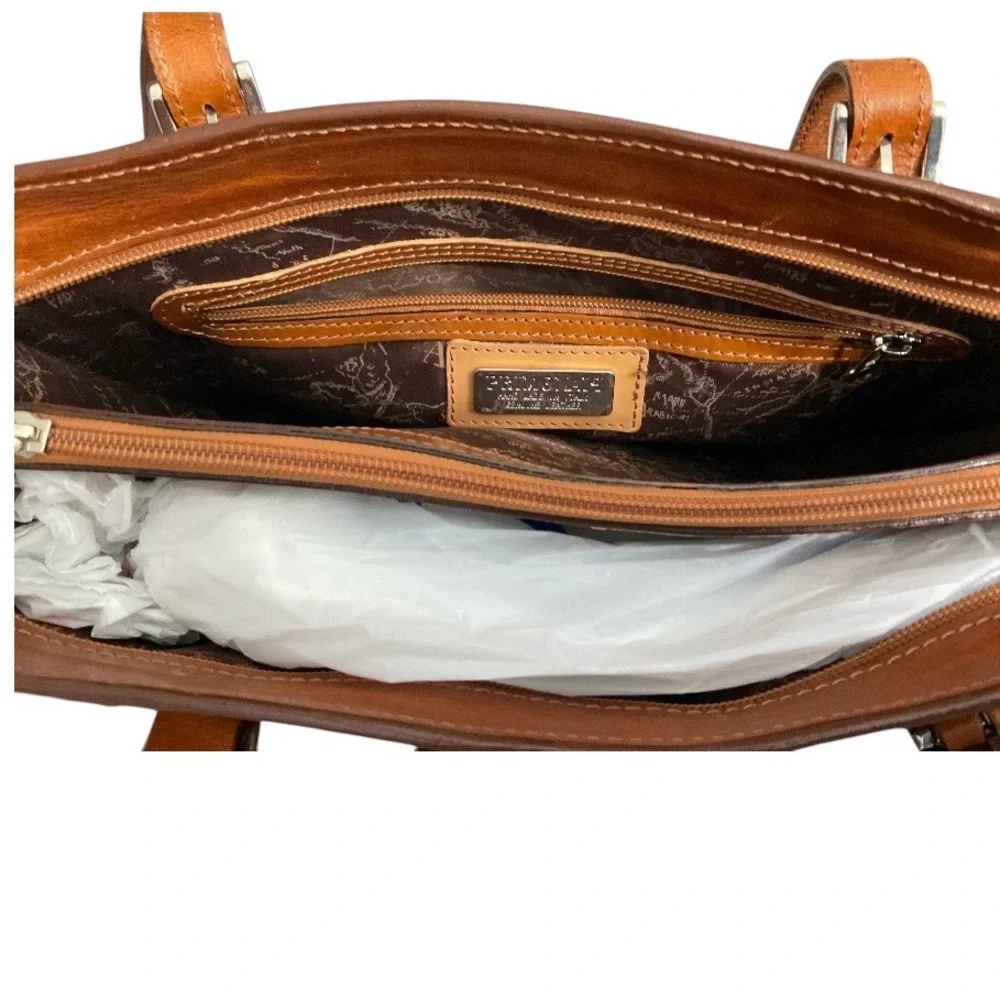 Italian Cognac Brown Leather Tote Bag